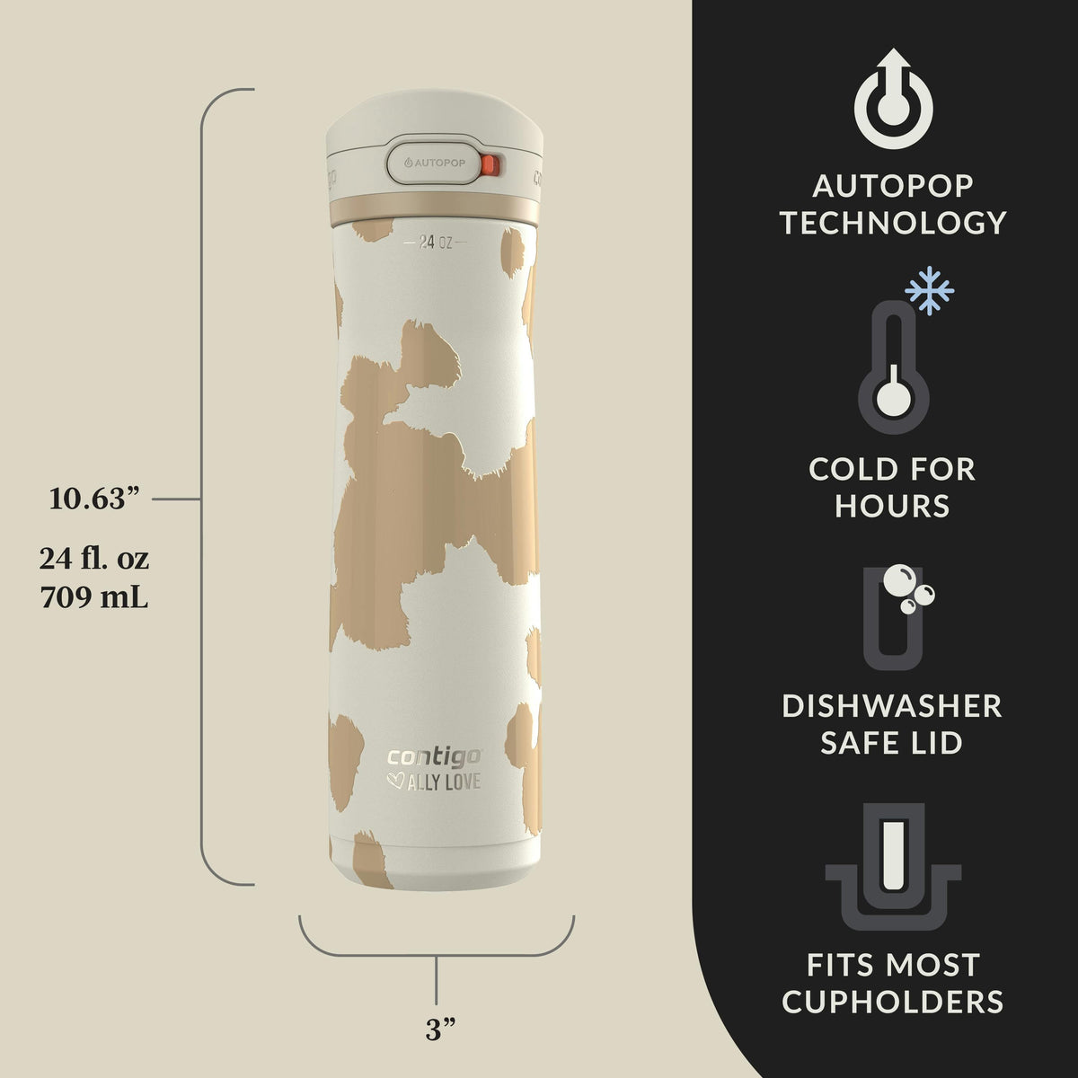 Contigo® x Ally Love Jackson Chill 2.0 Stainless Steel Water Bottle with AUTOPOP® Lid, 24oz